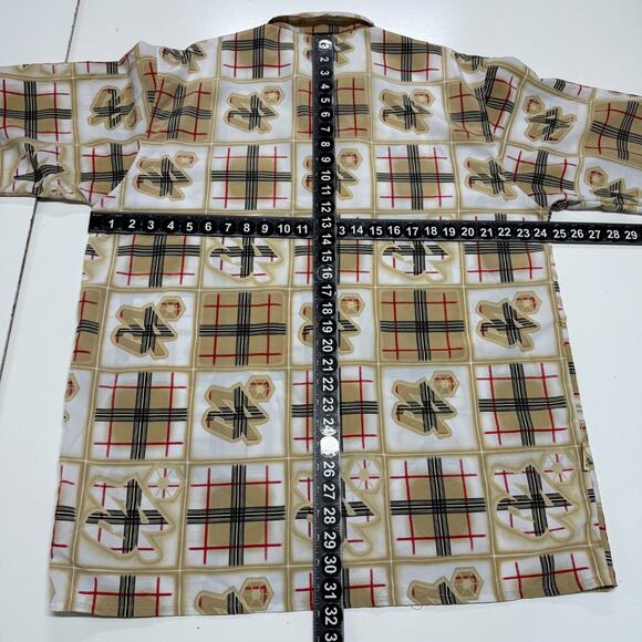 Southpole Shirt Mens Large Tan Red Loop Collar Hip Hop Y2K Button Up Streetwear - Picture 3 of 8